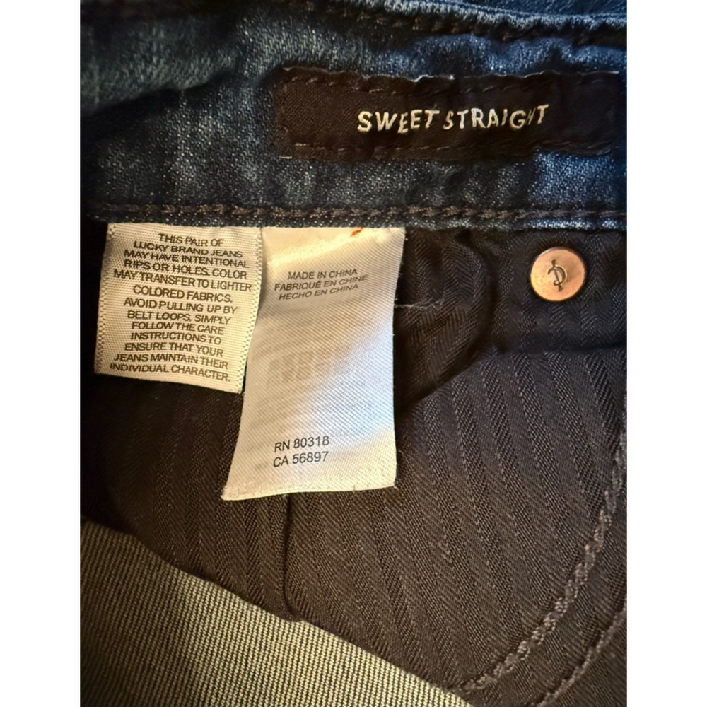 Women's Lucky Brand Sweet Straight Jeans Size 6/28 Blue Denim Floral Embroidery - Picture 4 of 13